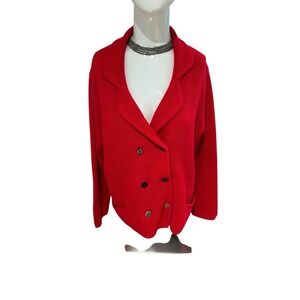 1960s Eye Catching Vintage Bright‎ Red Cardigan Gorgous Cool Buttons Sz large